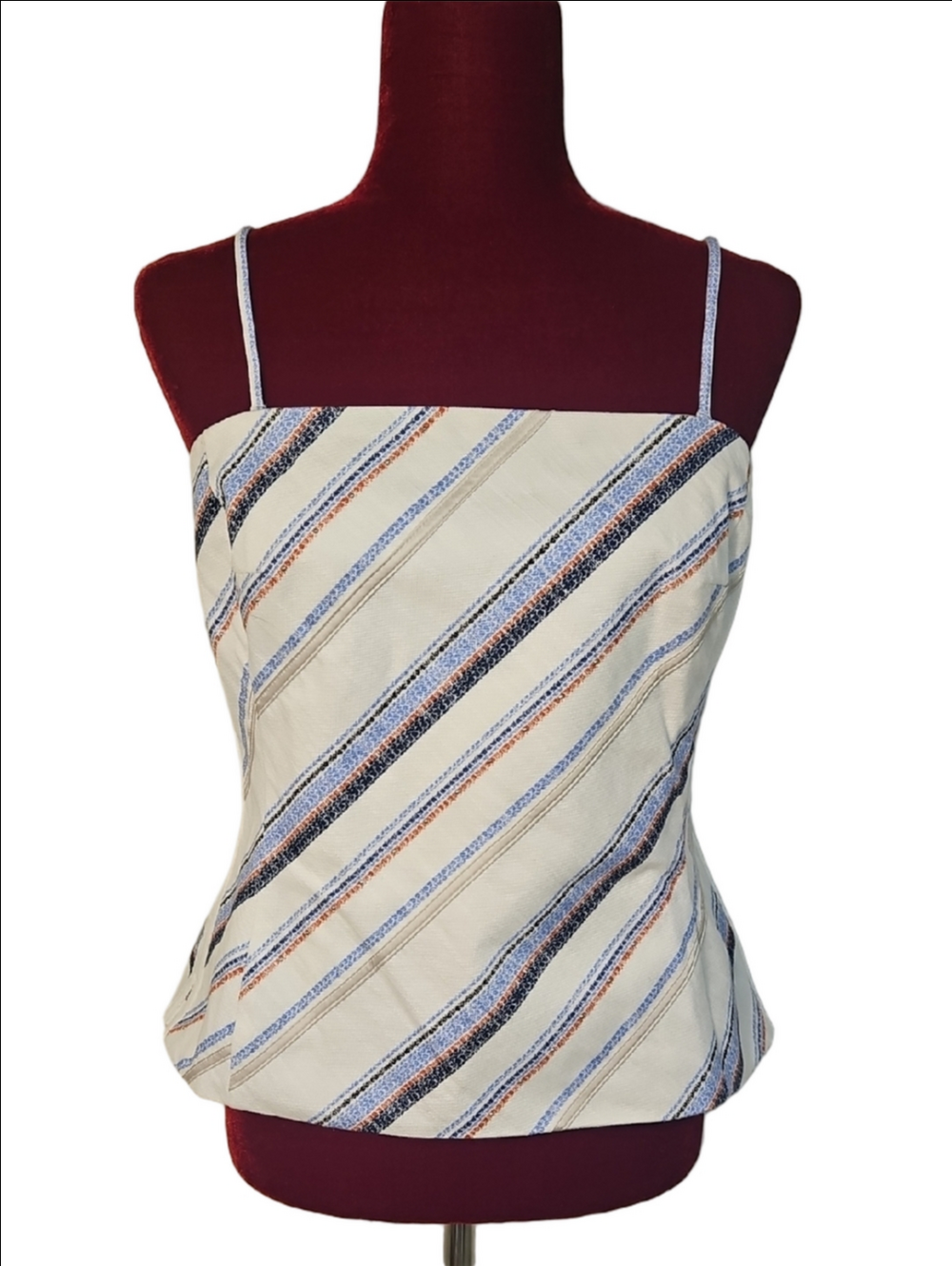 White House Black Market Cream Striped Top Size 8